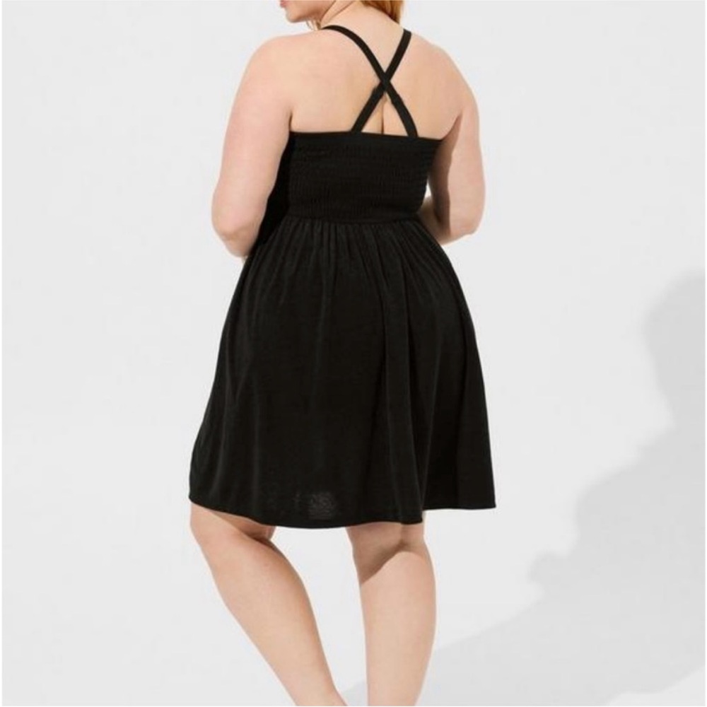 TORRID Mini Cover-Up Dress Black Terry Cloth Smocked Casual sz 2 (18/20, 2X) EUC - Picture 7 of 8